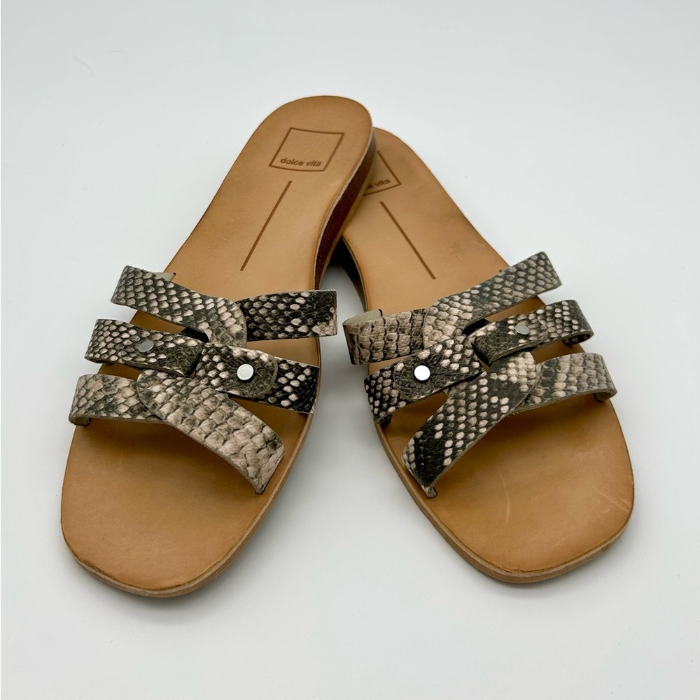 Dolce Vita - Gray Snake Print Slide Sandals